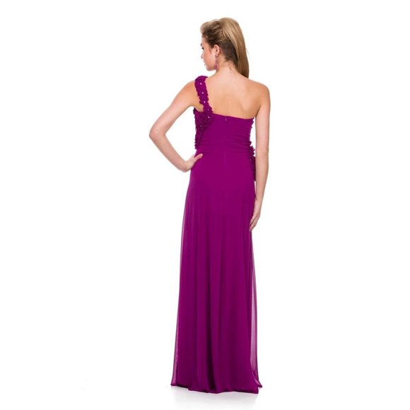 NWT Nox Anabel One Shoulder side slit formal bodycon gown, M, L, Magenta - Picture 2 of 4